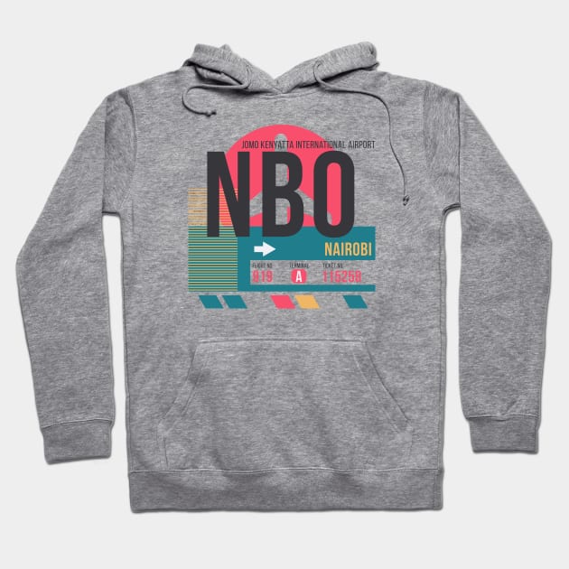 Nairobi (NBO) Airport Code Baggage Tag Hoodie by SLAG_Creative